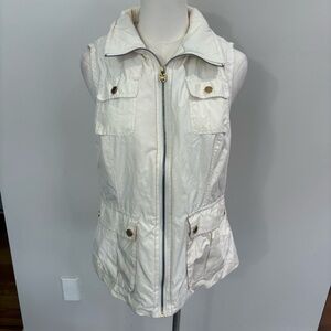Clover by Bobby Jones Womens Water Resistant Silk Vest Sz S Ivory Preppy Classic